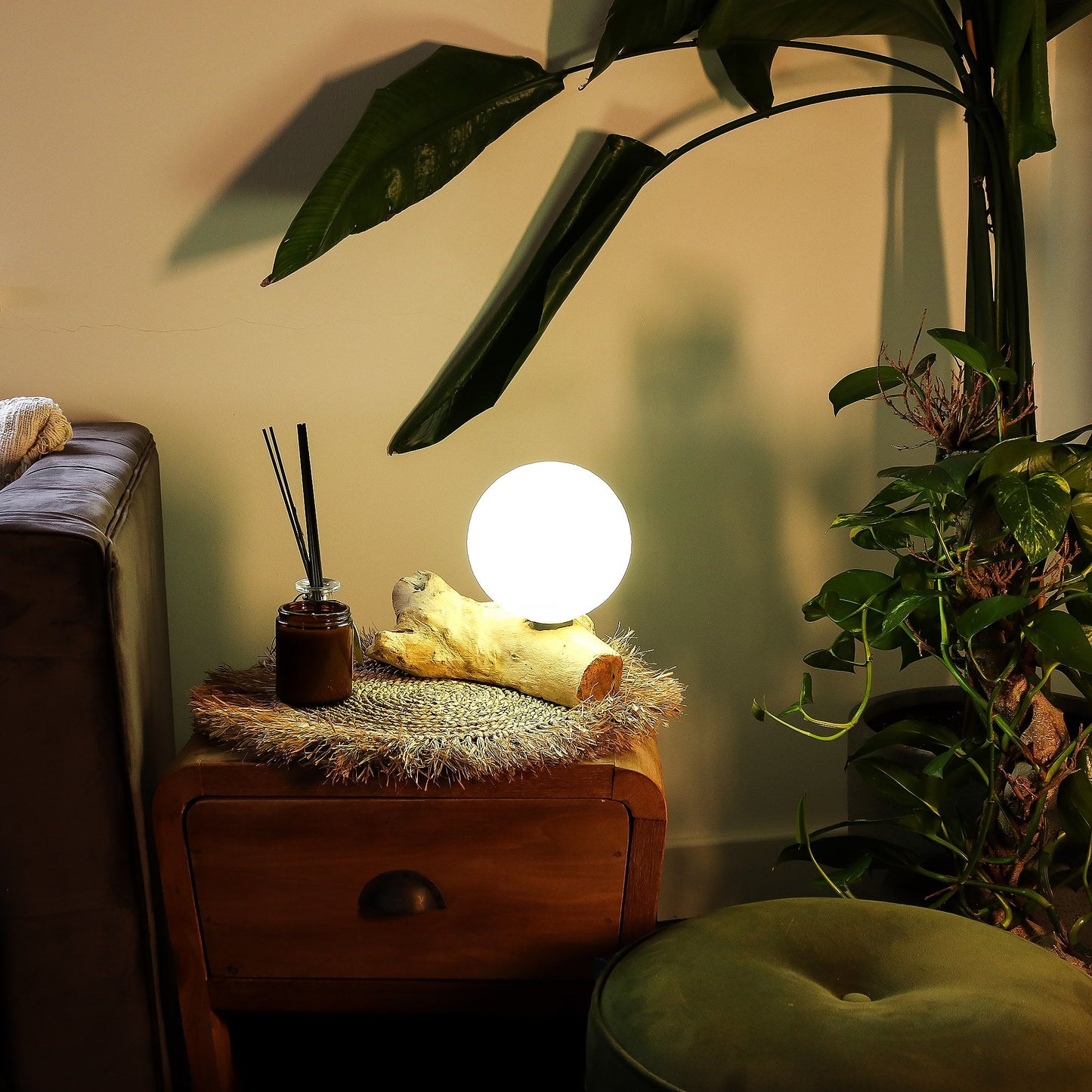 DriftGlow Lamp – Cotton Luna Ivory Shade