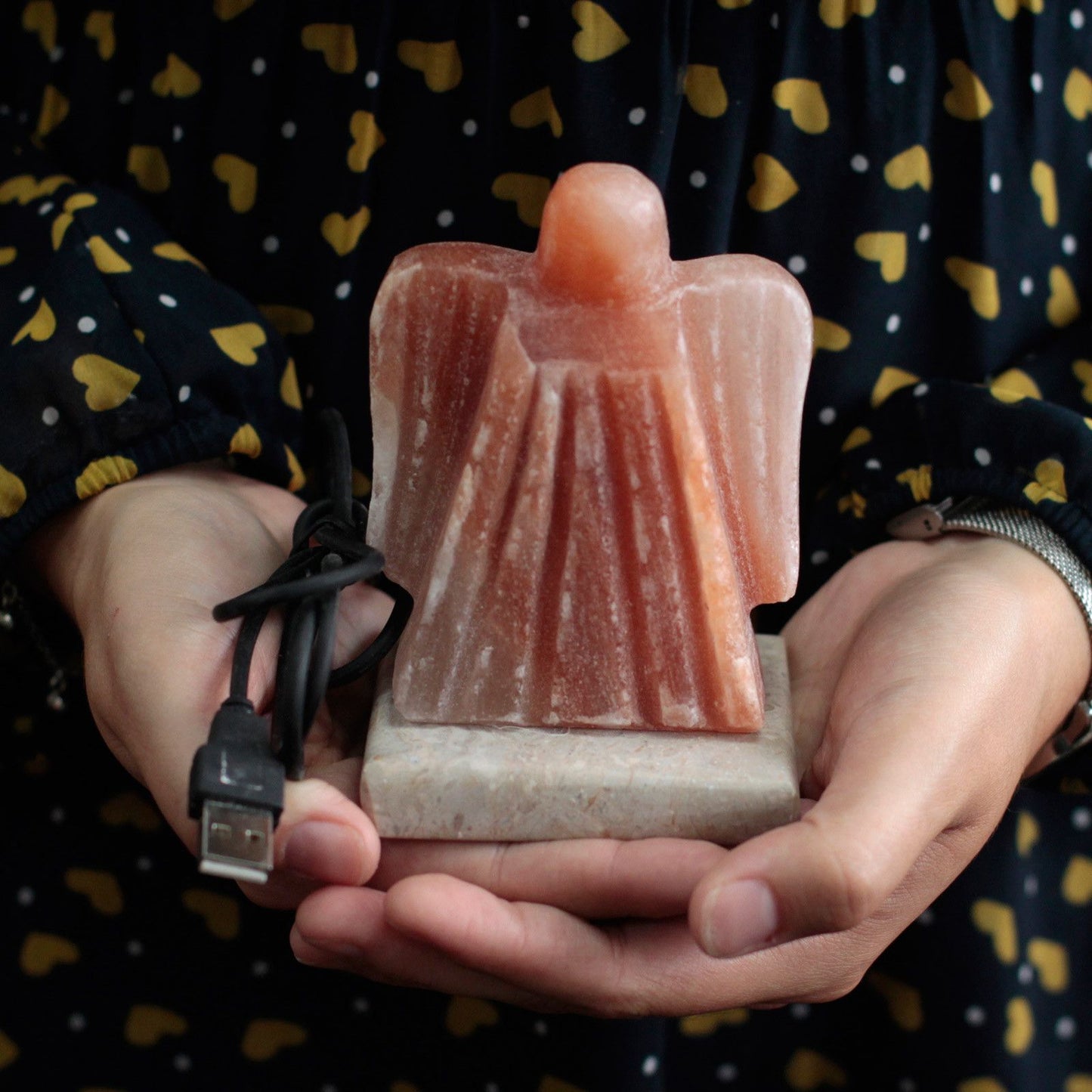 USB Himalayan Salt Lamp – Angel | Random Colour Selection
