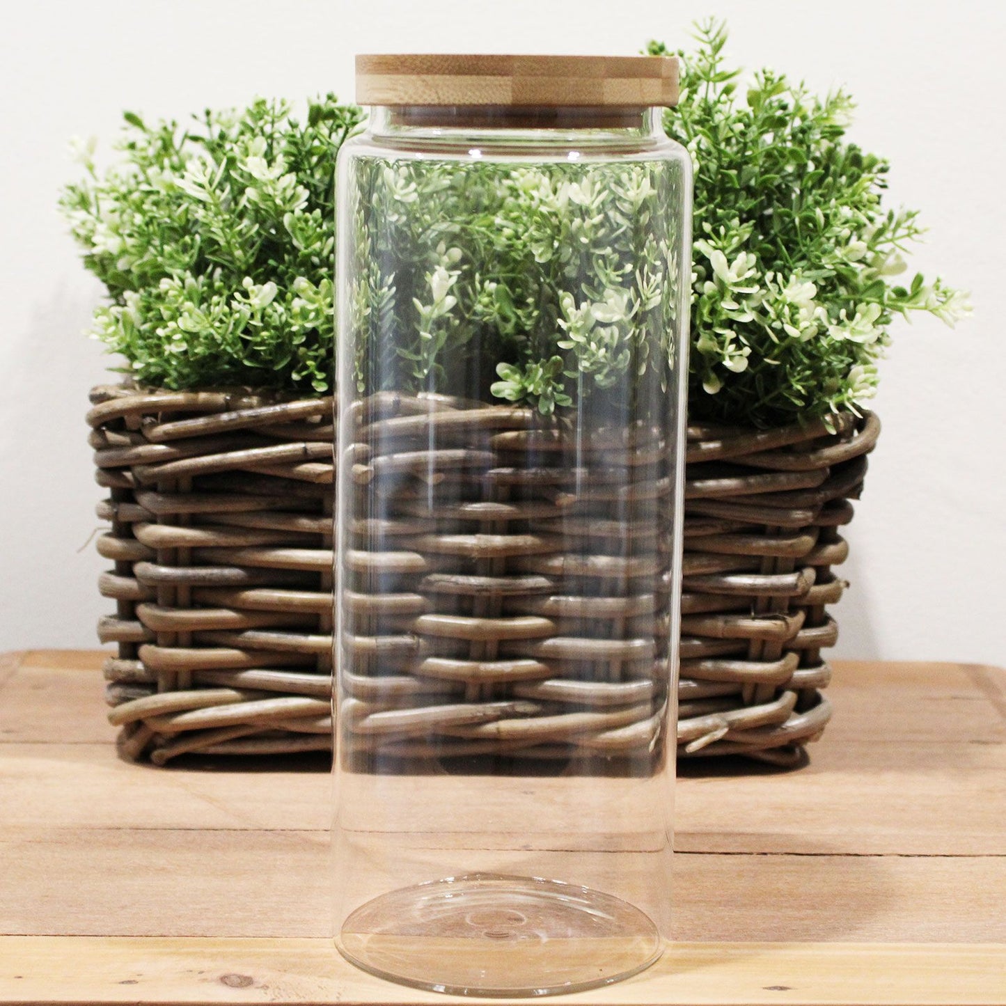 Clear Glass Jar with Bamboo Lid - 25cm