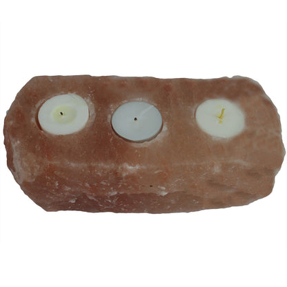 Himalayan Salt Candle Holder – Triple Tealight | Natural Pink Rock Salt