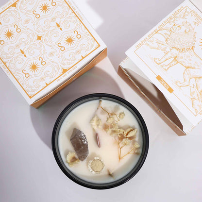 Hop Hare Crystal Magic Flower Candle – The Lion | Rock Quartz & Jasmine Garden