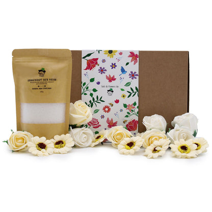 Salt Soak & Soap Flower Set – Eucalyptus, Ginger & Black Pepper | 350g
