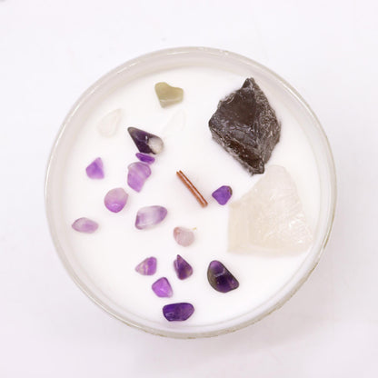 Chakra Crystal Candle – Crown Chakra | Celestite, Selenite & Ocean Breeze