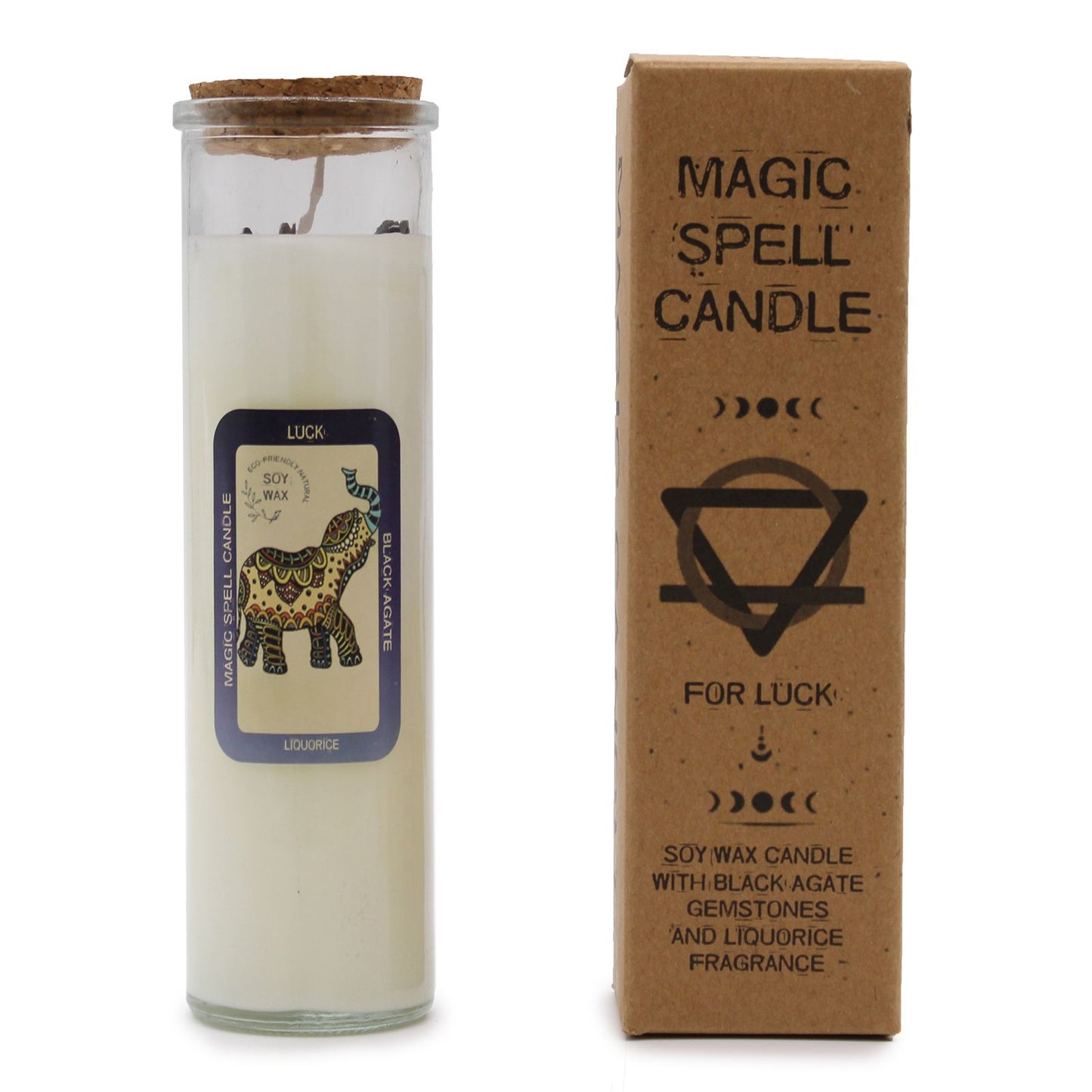 Magic Spell Candle – Luck | Black Agate & Liquorice