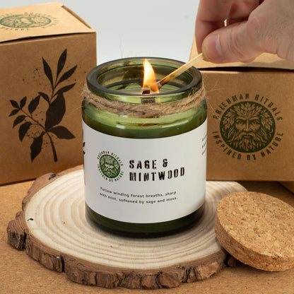 Greenman Rituals Woodwick Soy Candle – Wolf's Moon
