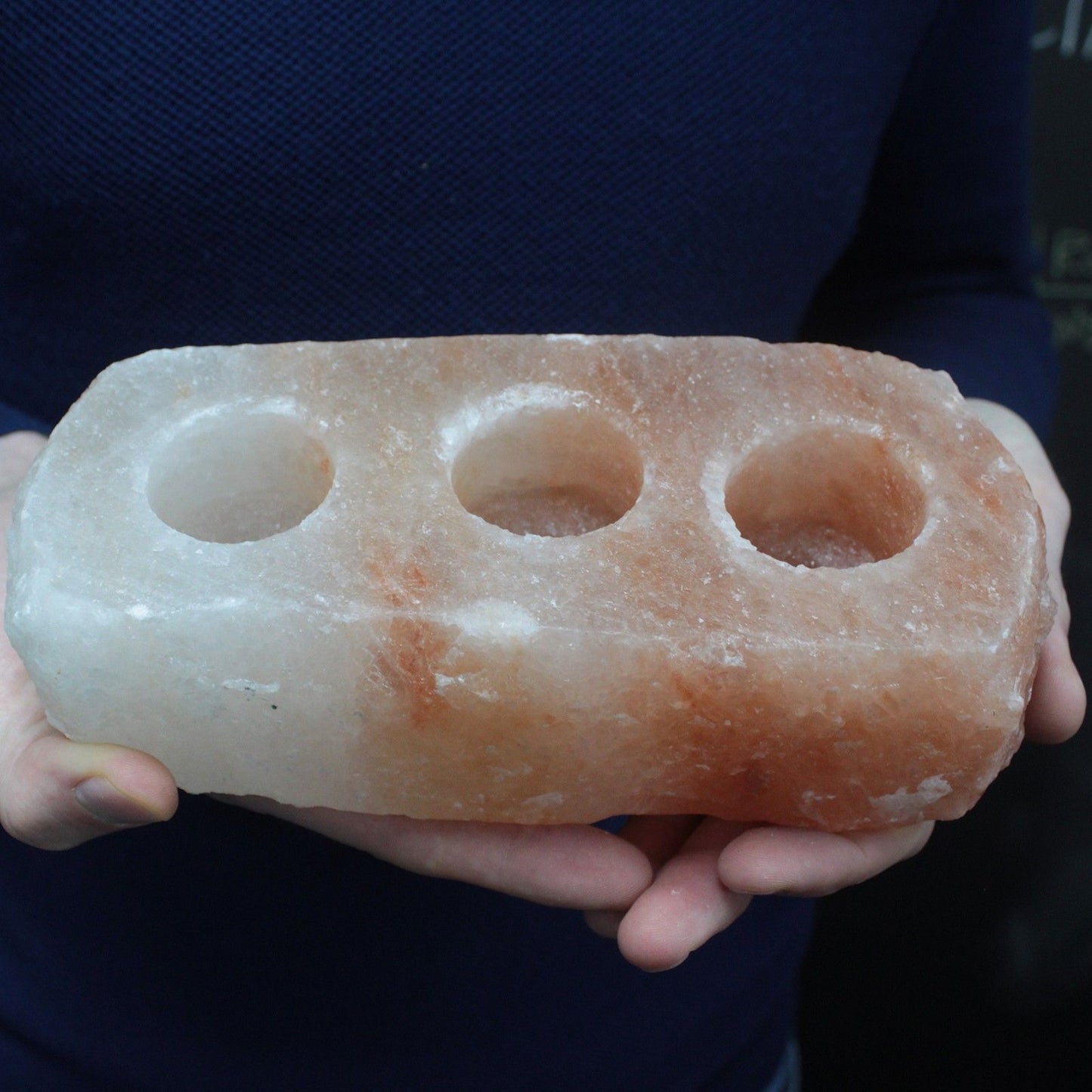 Himalayan Salt Candle Holder – Triple Tealight | Natural Pink Rock Salt