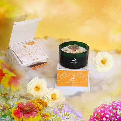 Hop Hare Crystal Magic Flower Candle – The Lion | Rock Quartz & Jasmine Garden
