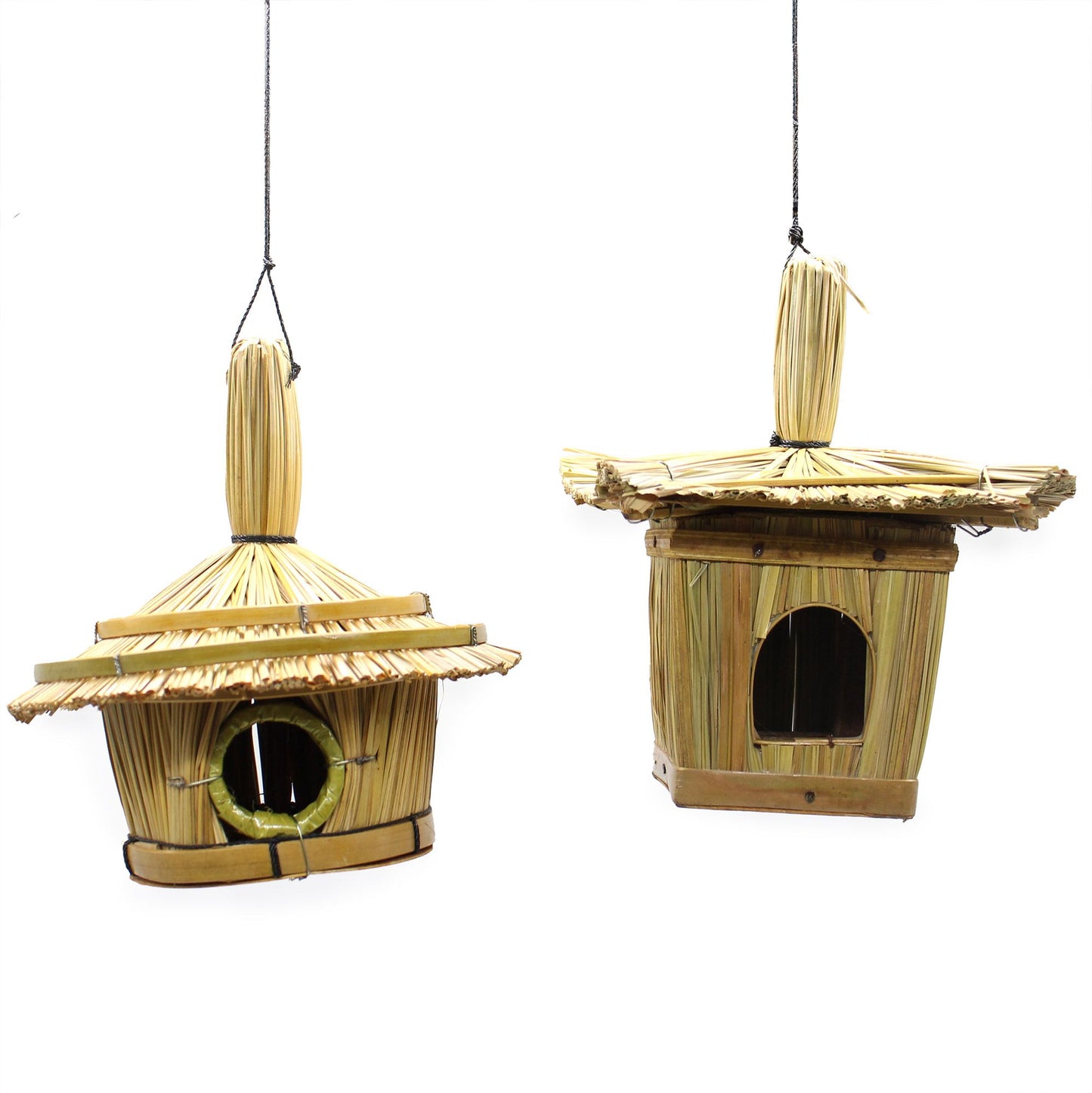 Small Square Seagrass Bird Box 18x13cm – Natural Handmade Garden Decoration