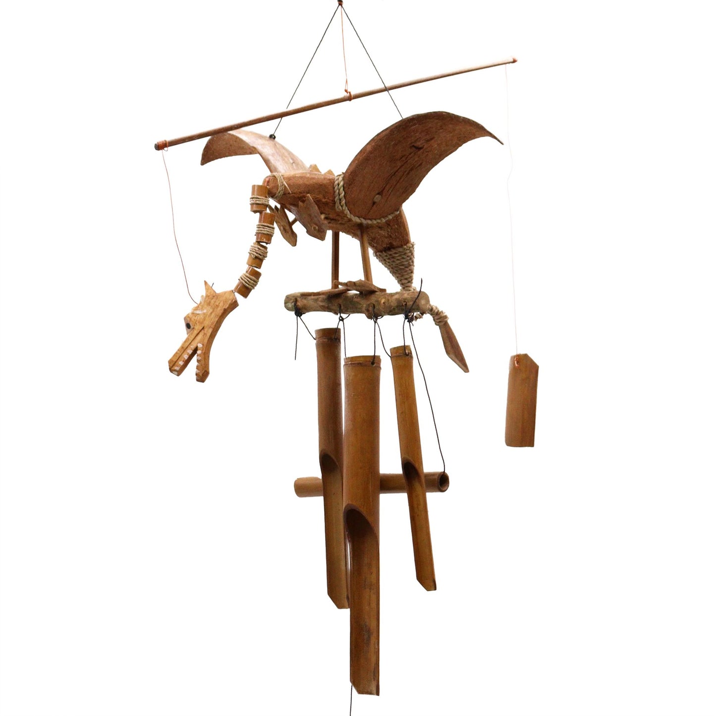 Coconut Dragon Wind Chime Mobile – Handmade in Indonesia | Garden & Home Decoration