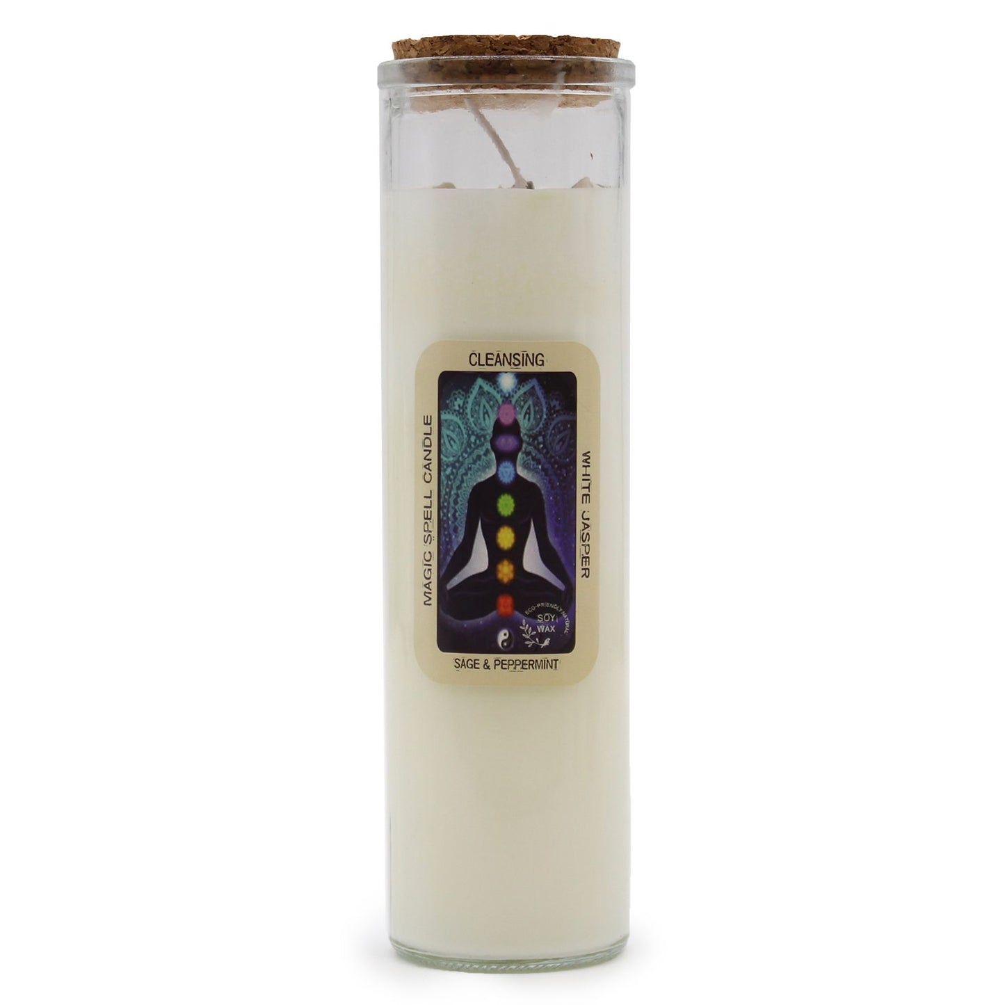 Magic Spell Candle – Cleansing | White Jasper, Sage & Peppermint