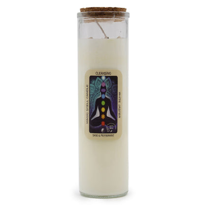 Magic Spell Candle – Cleansing | White Jasper, Sage & Peppermint
