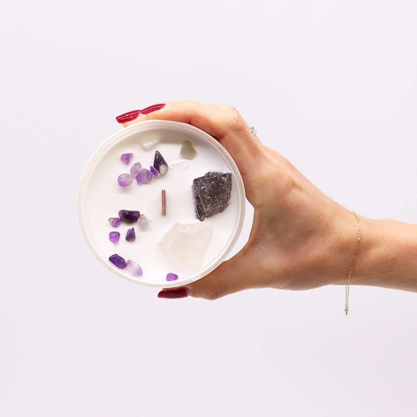 Chakra Crystal Candle – Crown Chakra | Celestite, Selenite & Ocean Breeze