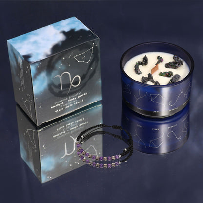 Zodiac Crystal Candle with Gemstone Bracelet – Capricorn | Glaze Lapis Lazuli