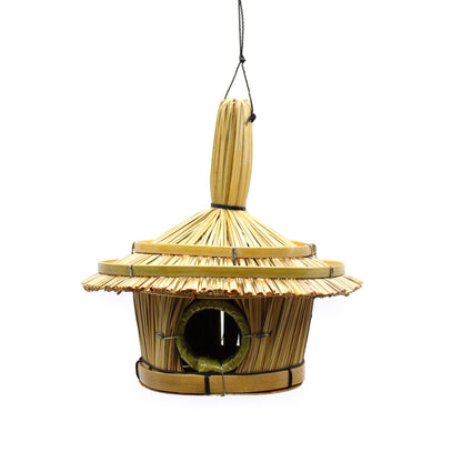 Small Round Seagrass Bird Box 17x17cm – Natural Handmade Garden Decoration