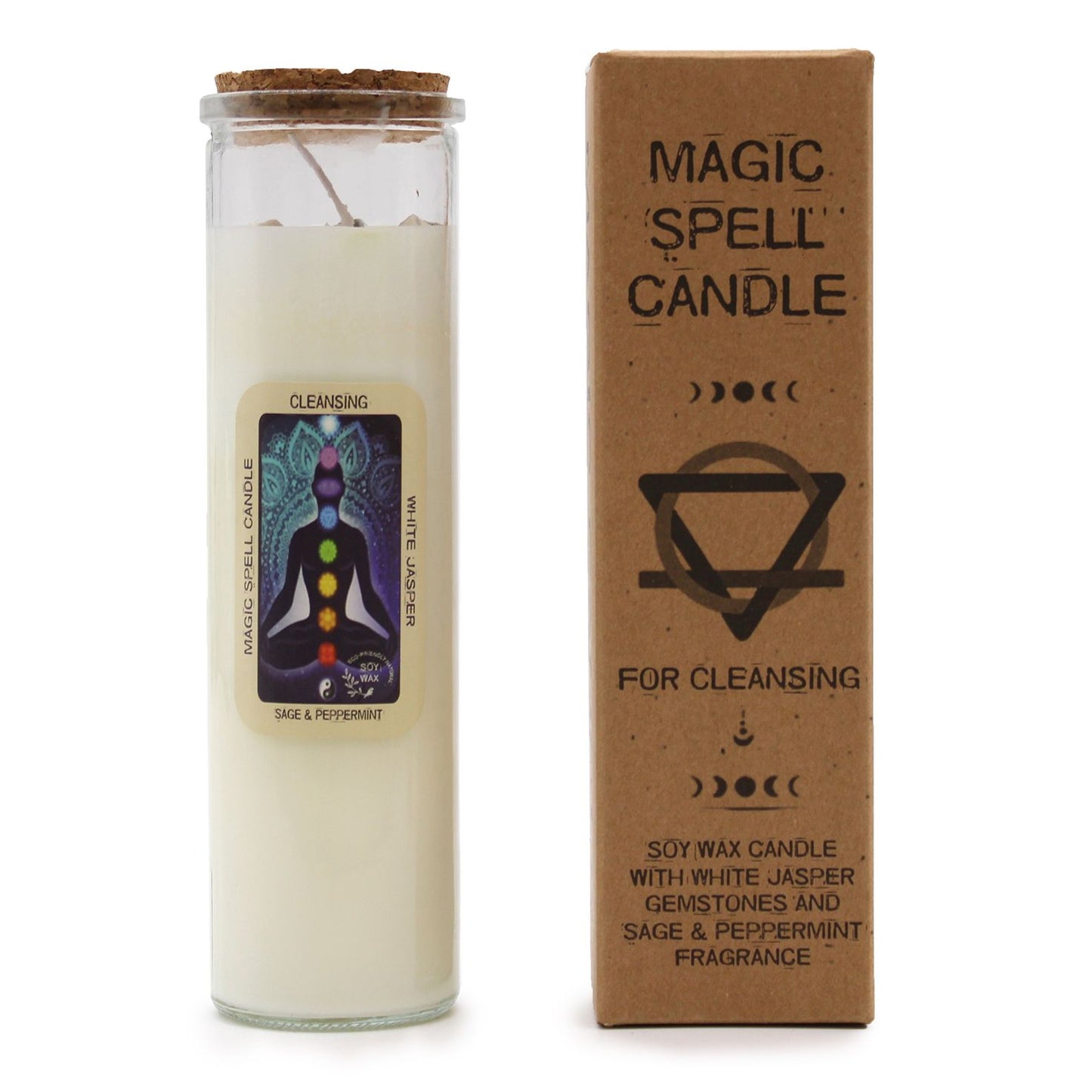 Magic Spell Candle – Cleansing | White Jasper, Sage & Peppermint