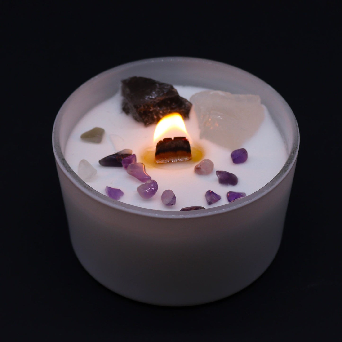 Chakra Crystal Candle – Crown Chakra | Celestite, Selenite & Ocean Breeze