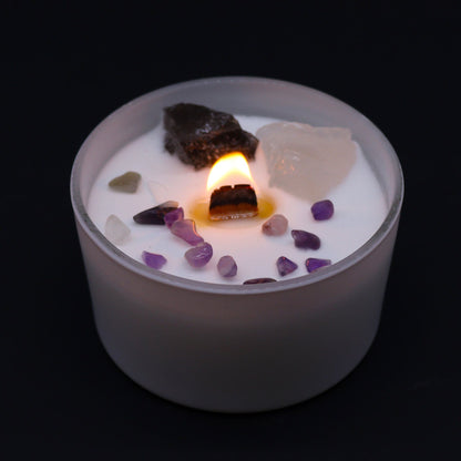 Chakra Crystal Candle – Crown Chakra | Celestite, Selenite & Ocean Breeze