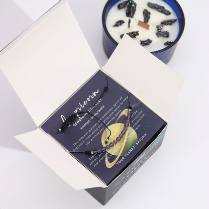 Zodiac Crystal Candle with Gemstone Bracelet – Capricorn | Glaze Lapis Lazuli