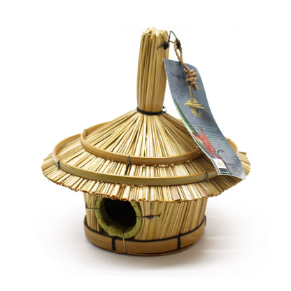 Small Round Seagrass Bird Box 17x17cm – Natural Handmade Garden Decoration