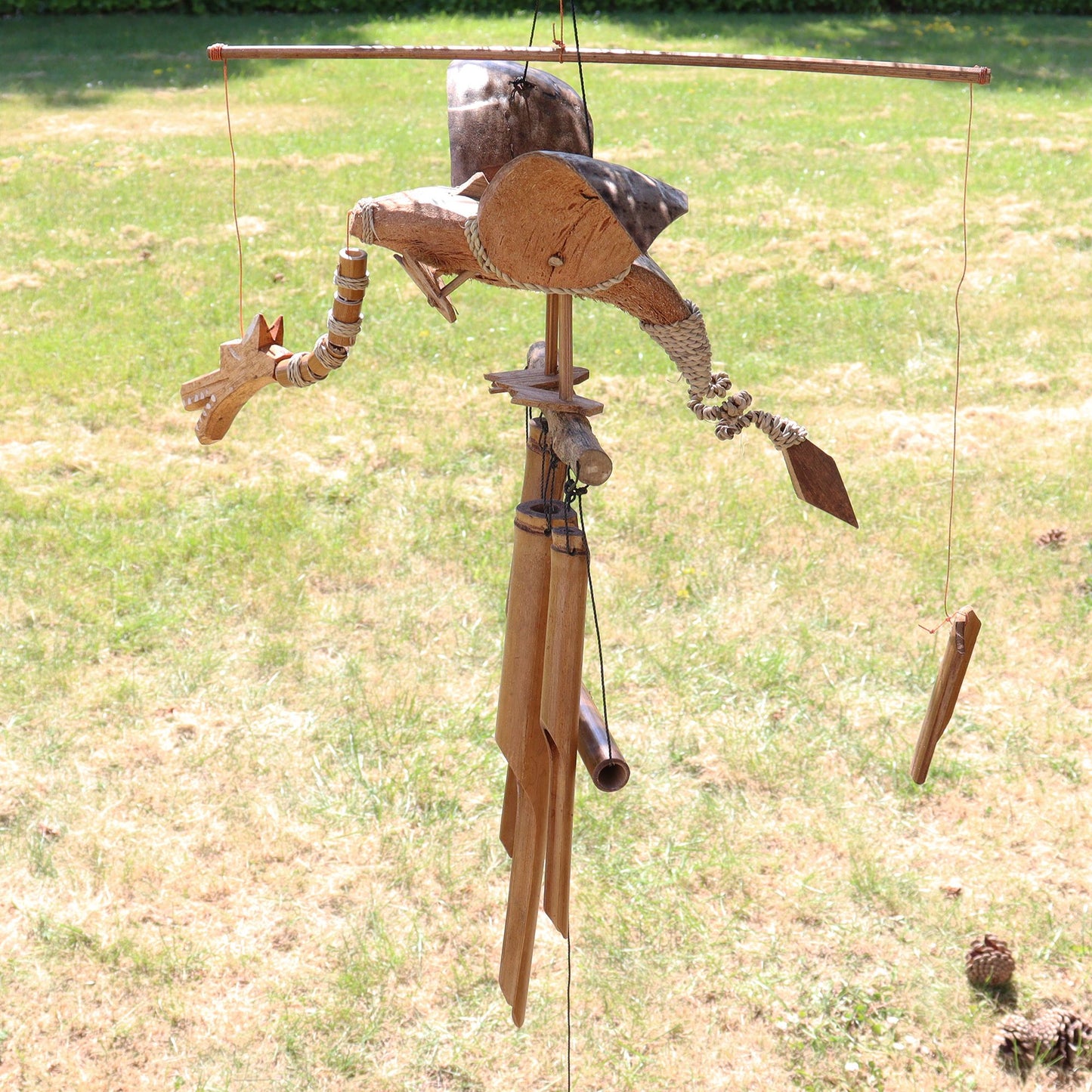 Coconut Dragon Wind Chime Mobile – Handmade in Indonesia | Garden & Home Decoration