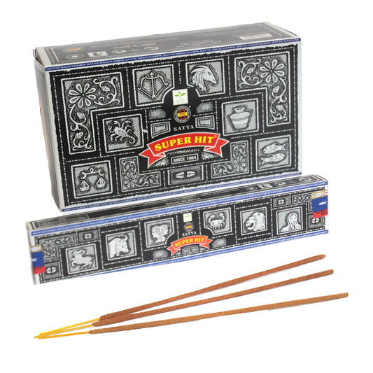 Satya Super Hit Incense Sticks 15g – Sweet Floral Masala Blend | Hand-Rolled India