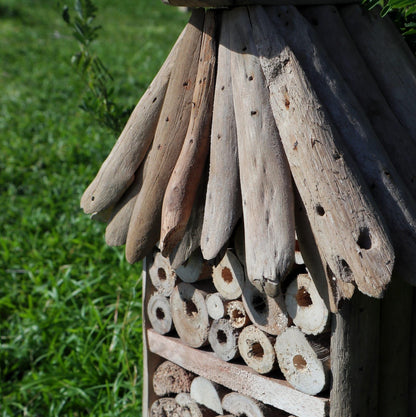 Driftwood Bee & Insect Highrise Box – Handmade in Indonesia | Recycled Driftwood Garden Habitat