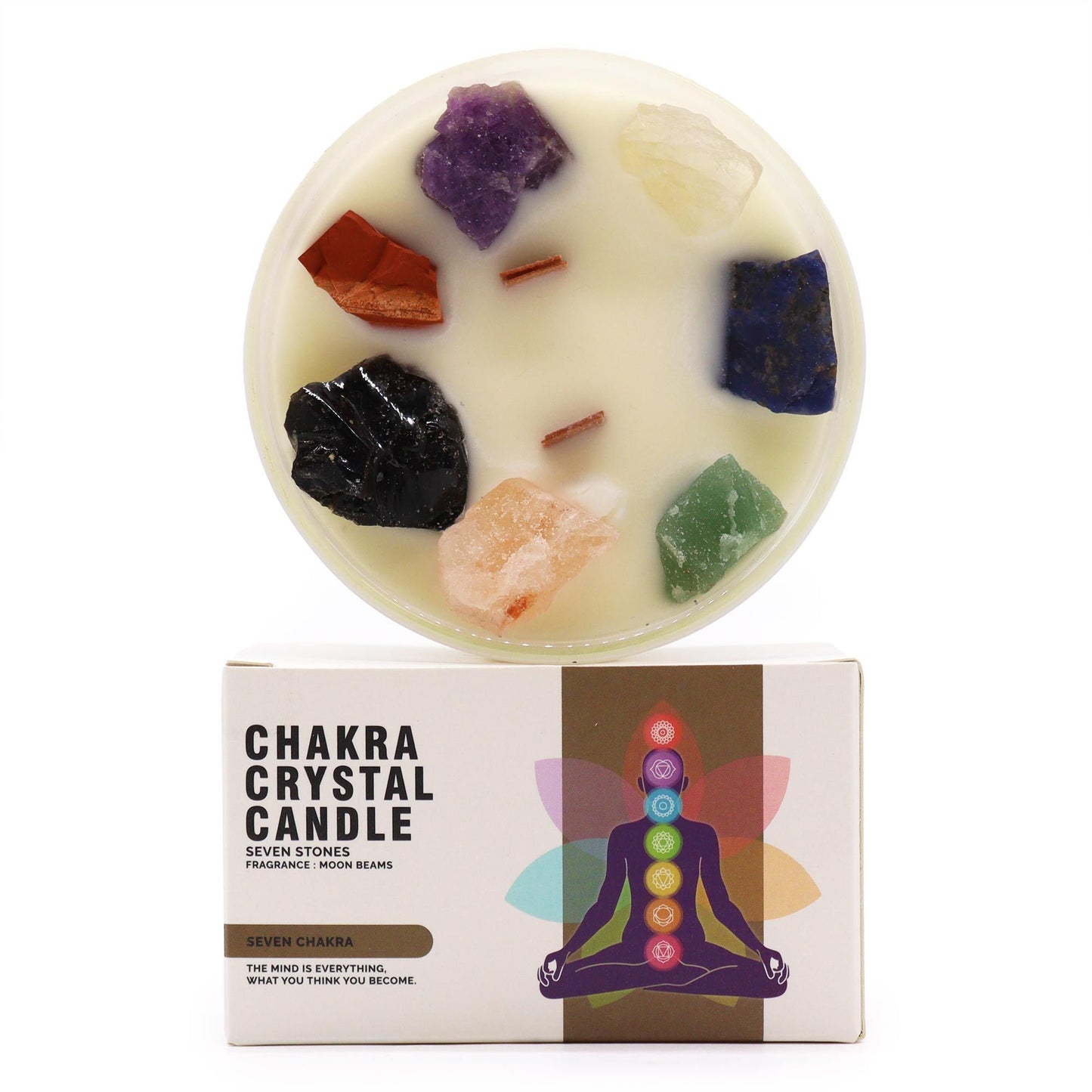 Large Chakra Crystal Candle – Seven Chakra Harmony | Moon Beams