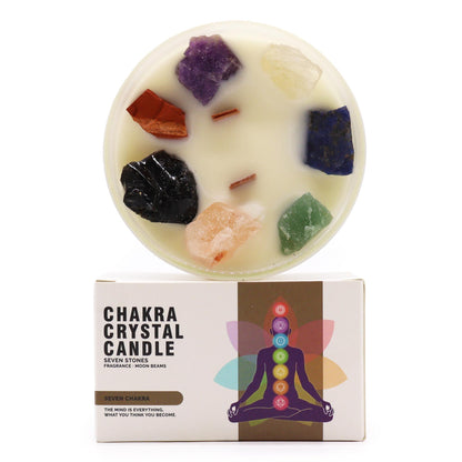 Large Chakra Crystal Candle – Seven Chakra Harmony | Moon Beams