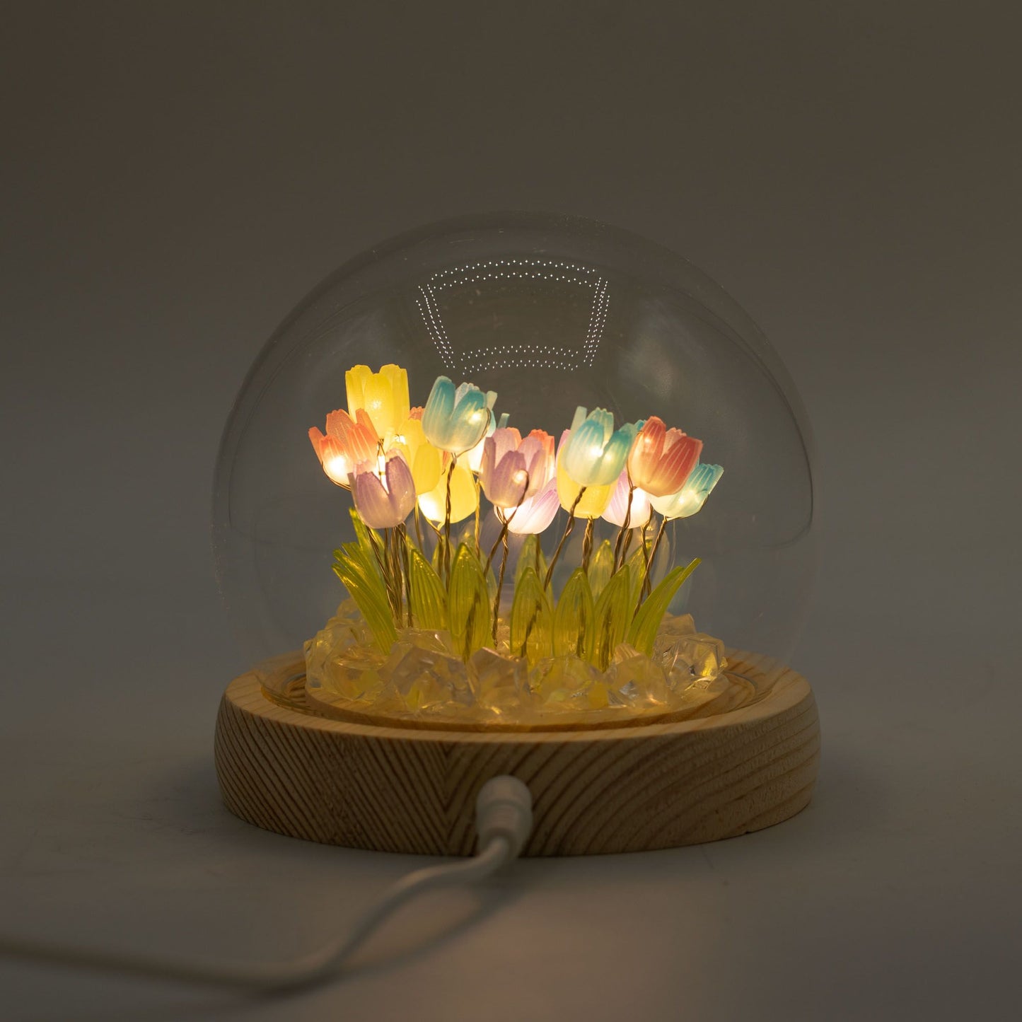 Floral Glow Garden Dome – 20 Multi Tulips | LED & USB Powered