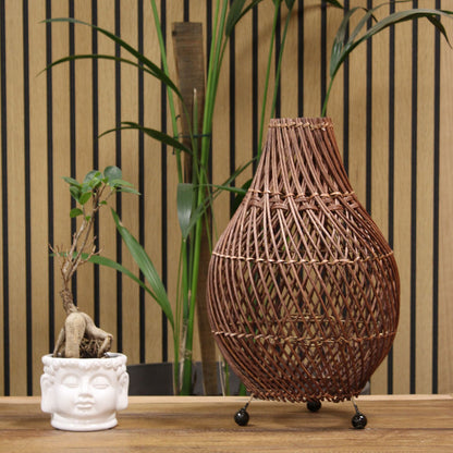 Rattan Table Lamp – Dark Brown | H: 39cm x W: 24cm