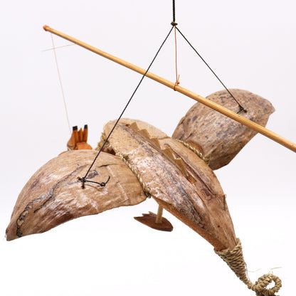 Natural Coconut Dragon Wind Chime Mobile 37cm – Handmade in Indonesia | Garden Decoration