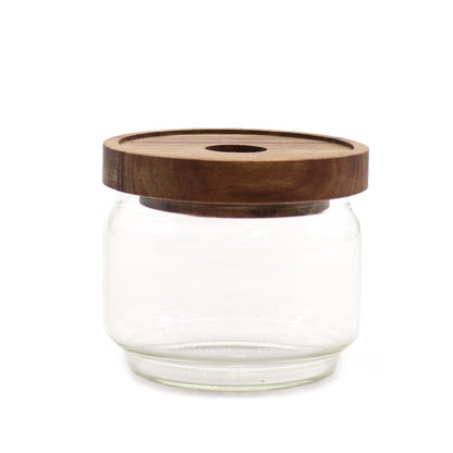 Clear Glass Jar with Bamboo Lid - 7cm