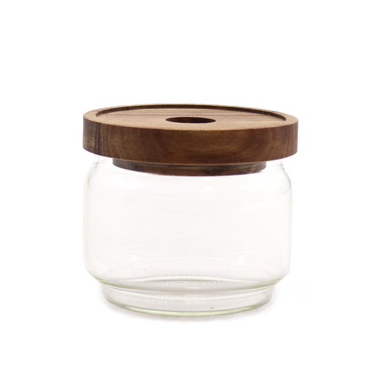 Clear Glass Jar with Bamboo Lid - 7cm