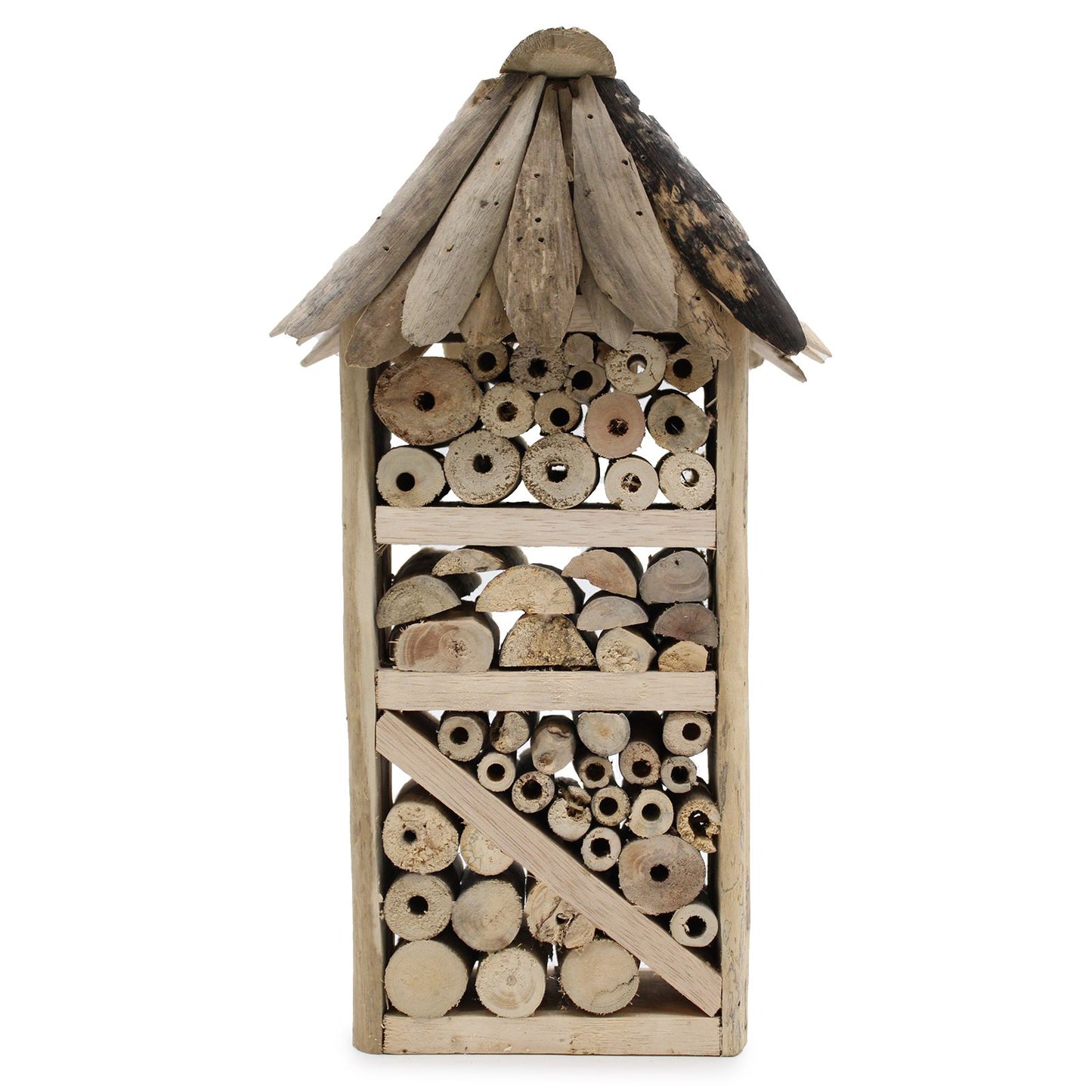 Driftwood Bee & Insect Highrise Box – Handmade in Indonesia | Recycled Driftwood Garden Habitat