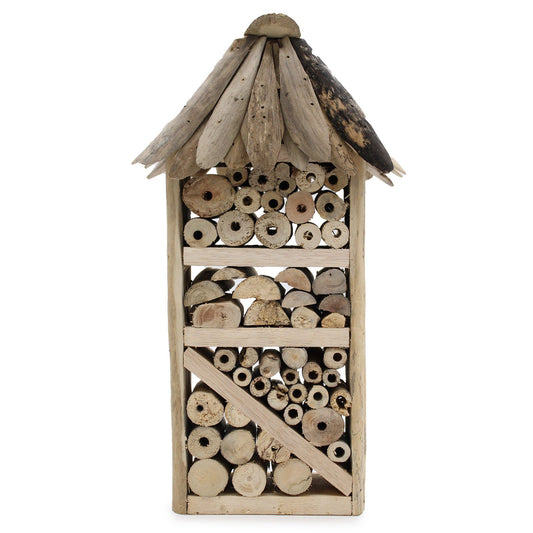 Driftwood Bee & Insect Highrise Box – Handmade in Indonesia | Recycled Driftwood Garden Habitat