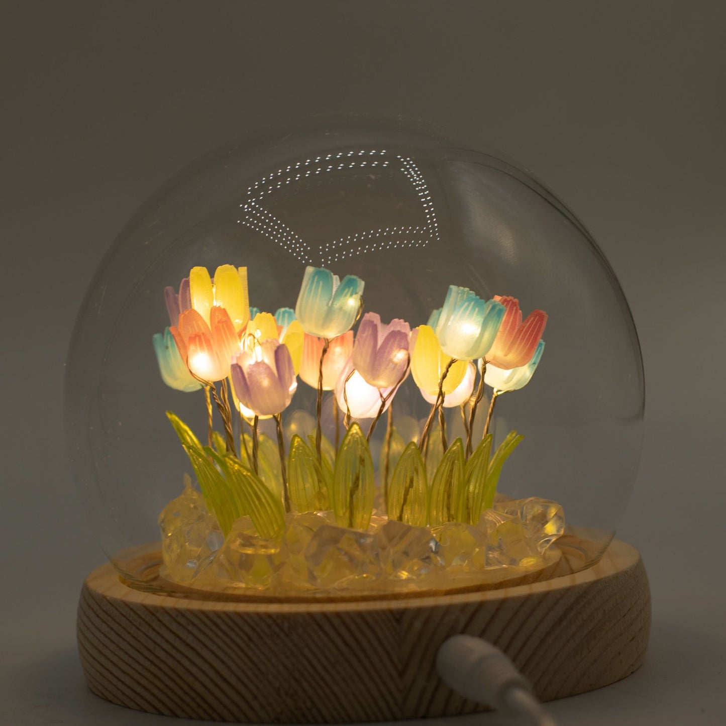 Floral Glow Garden Dome – 20 Multi Tulips | LED & USB Powered