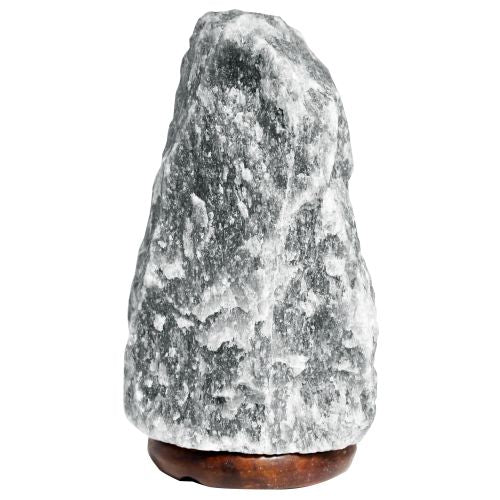 Grey Himalayan Salt Lamp with Wooden Base – 2–3kg