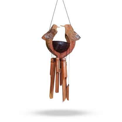 Husband & Wife Bamboo Wind Chime – Natural Finish | Handmade Wedding & Anniversary Gift