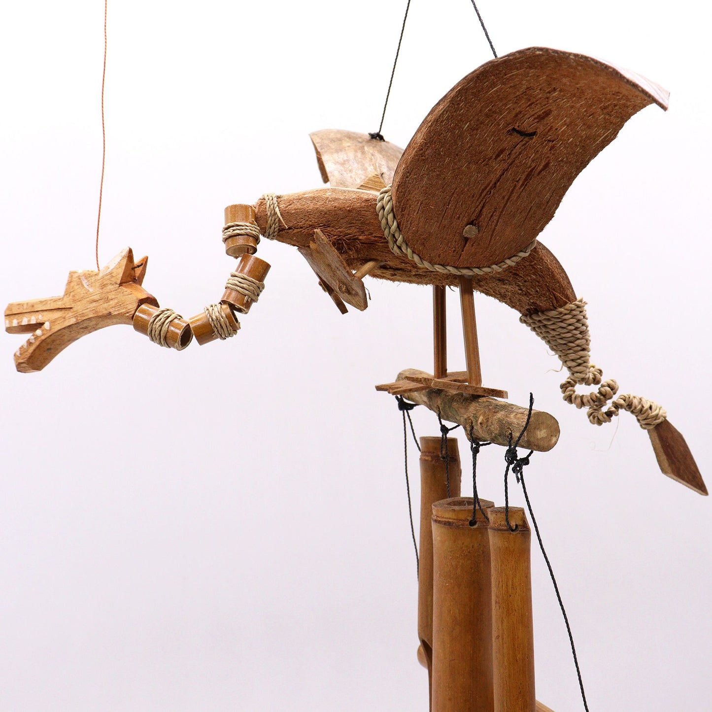 Coconut Dragon Wind Chime Mobile – Handmade in Indonesia | Garden & Home Decoration