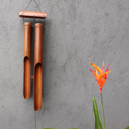 4 Big Tube Bamboo Wind Chime – Natural Finish | Deep Resonant Garden Chime