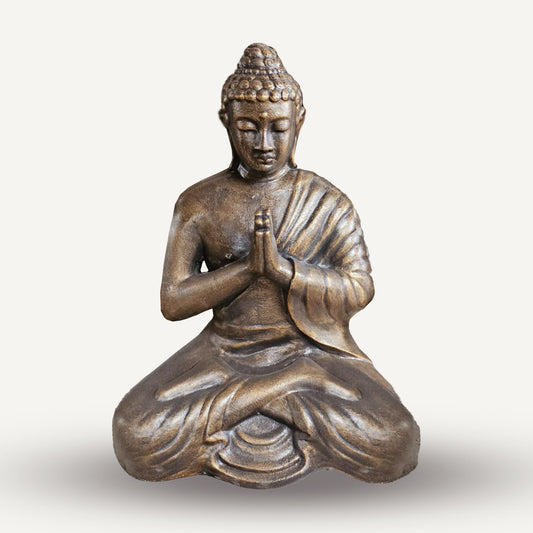 Medium Large Antique Gold Praying Buddha Statue – 1.2m