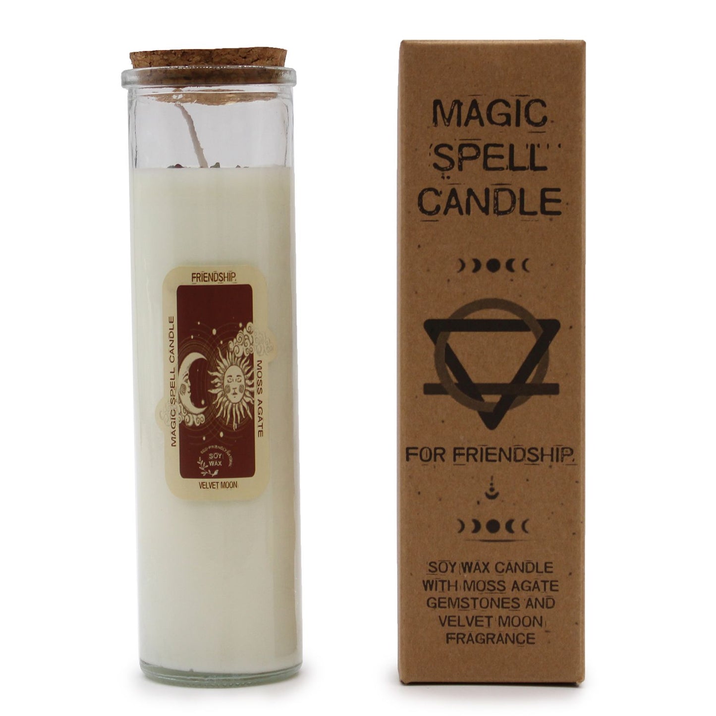 Magic Spell Candle – Friendship | Moss Agate & Velvet Moon