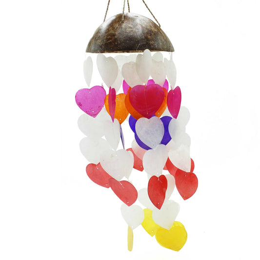 Coconut & Capiz Wind Chimes – Big Hearts, 40cm
