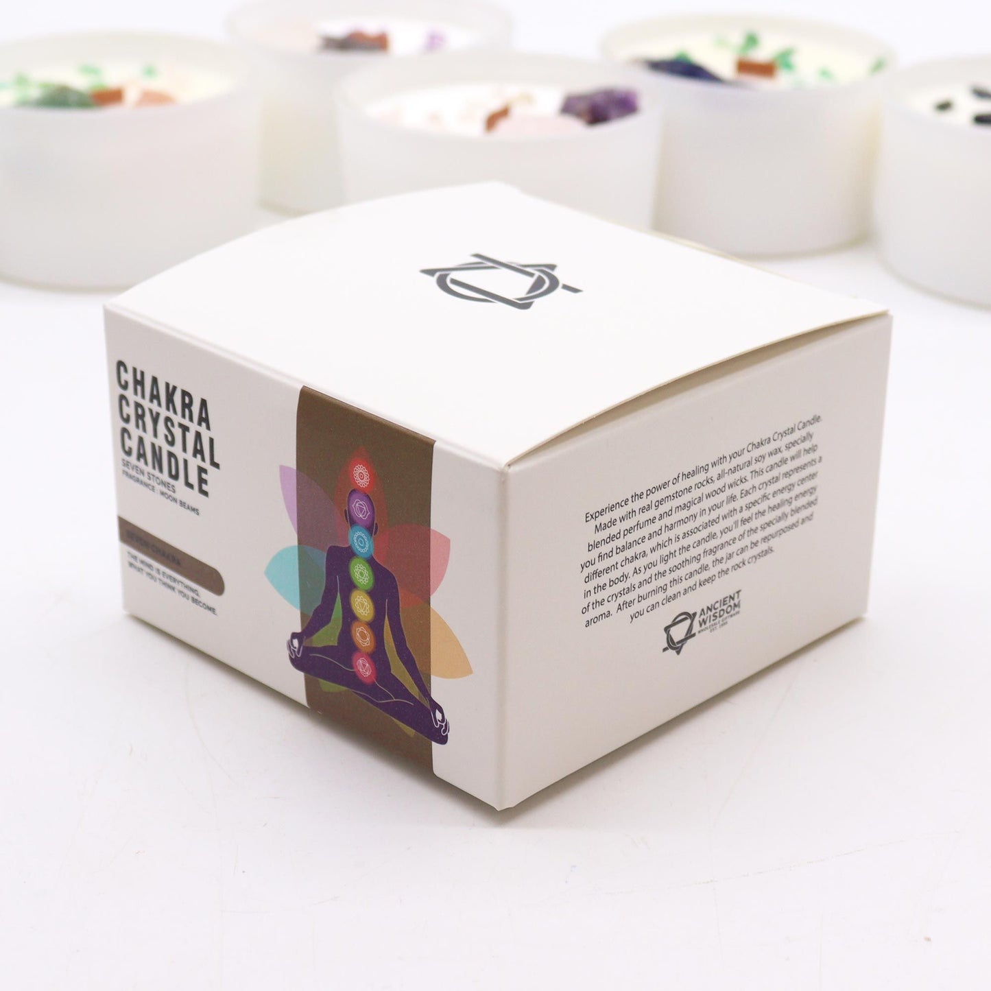 Large Chakra Crystal Candle – Seven Chakra Harmony | Moon Beams