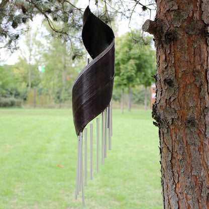 Coconut Leaf Wind Chimes – Chocolate | Handmade Natural Garden Decoration
