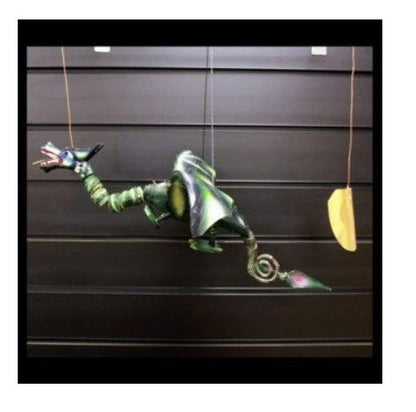 Large Green Coconut Dragon Mobile – Handmade Garden Hanging Decoration