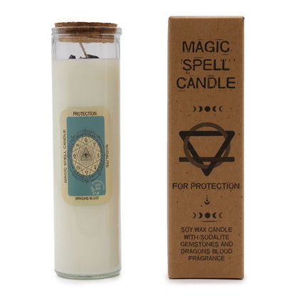 Magic Spell Candle – Protection | Sodalite & Dragon's Blood