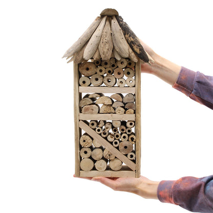 Driftwood Bee & Insect Highrise Box – Handmade in Indonesia | Recycled Driftwood Garden Habitat