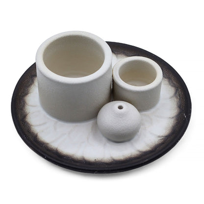 Palo Santo Stick & Smudge Holder - Mandala - White & Grey