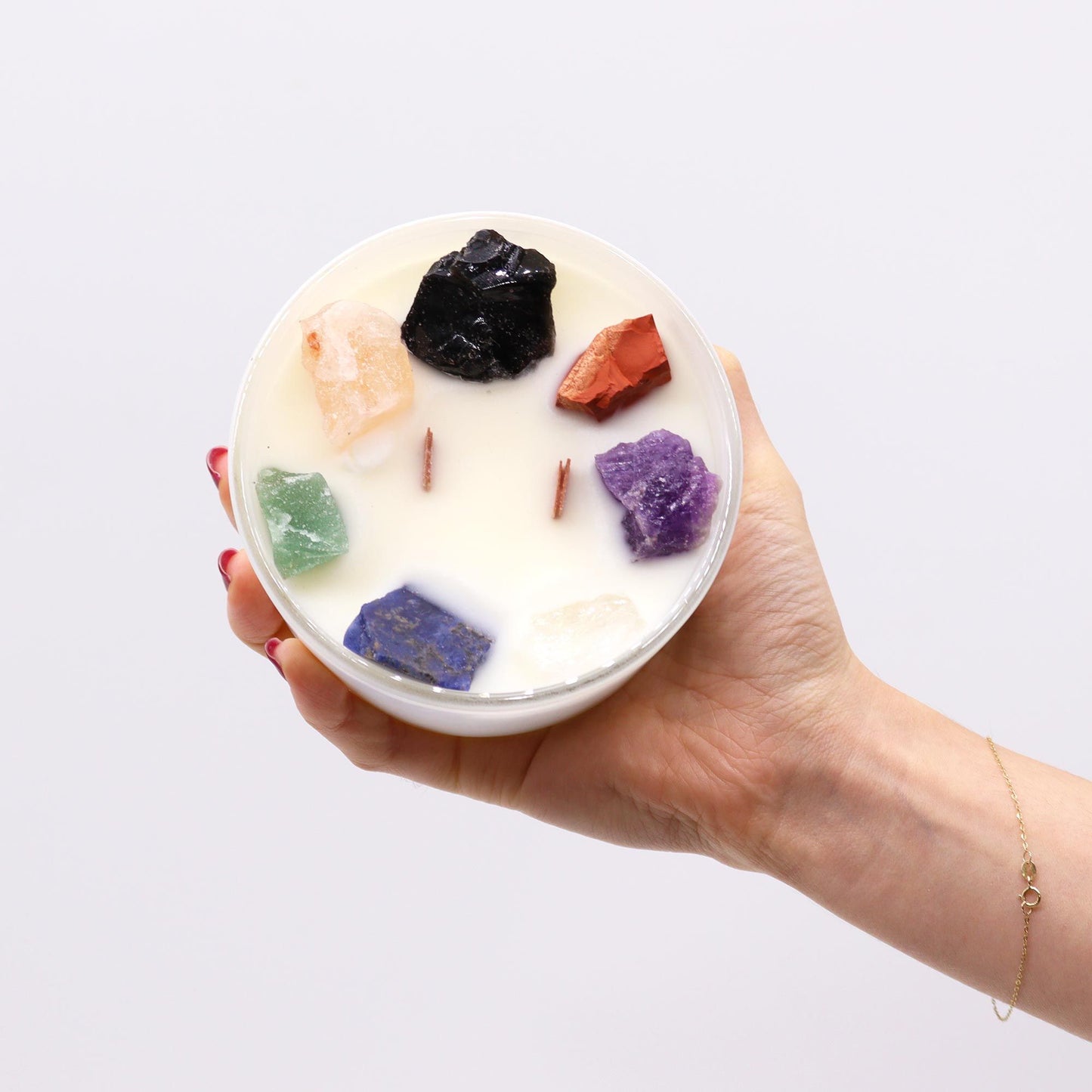 Large Chakra Crystal Candle – Seven Chakra Harmony | Moon Beams